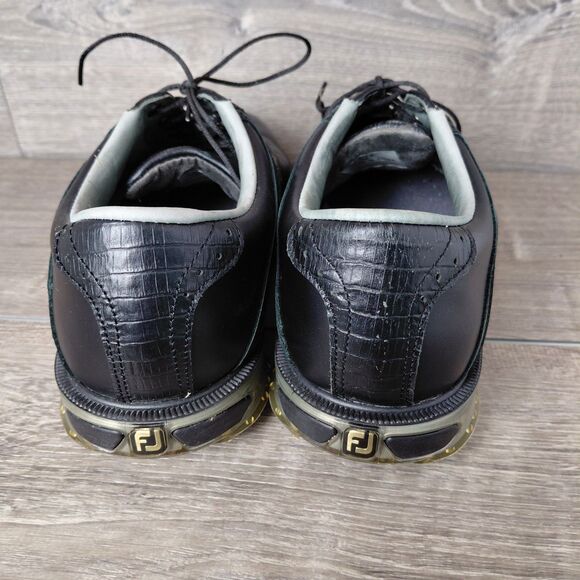 FootJoy DryJoy Tour Golf Shoes Men 9.5 Black Leather Waterproof Soft Spike 53676 - Picture 6 of 12